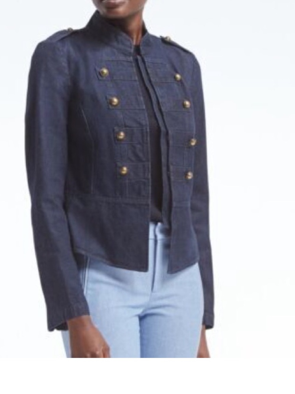 Banana Republic Navy Military-Style Denim Jacket
